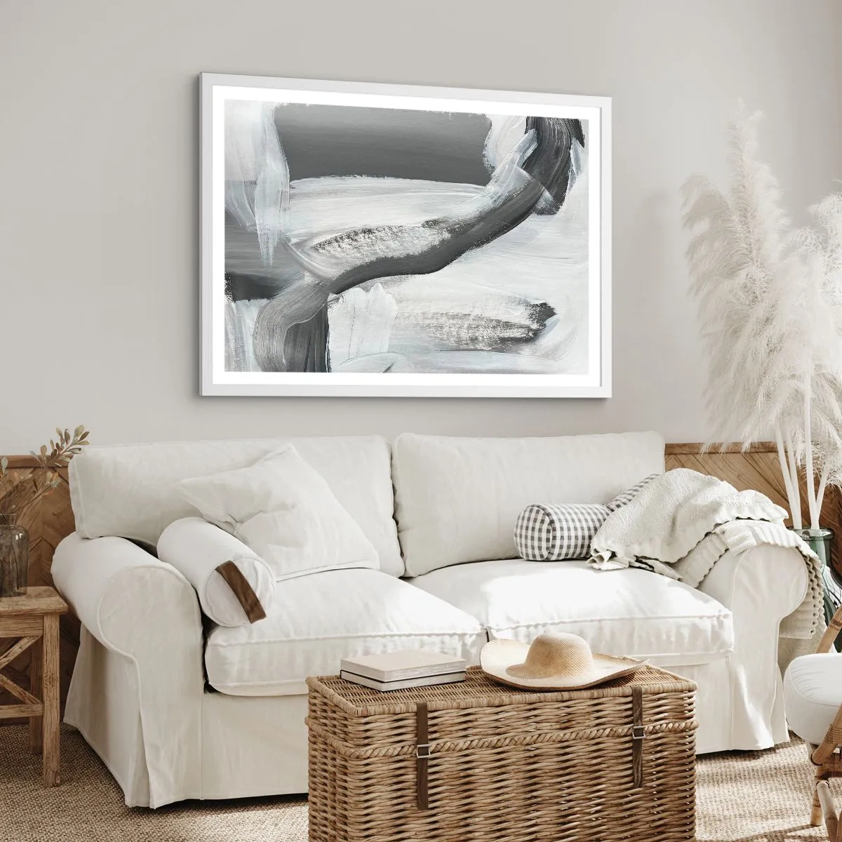 Plakat i hvid ramme - Med beslutsom bevægelse - 50x40 cm