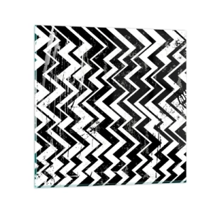 Billede på glas - Zig-hvid, zag-sort - 30x30 cm