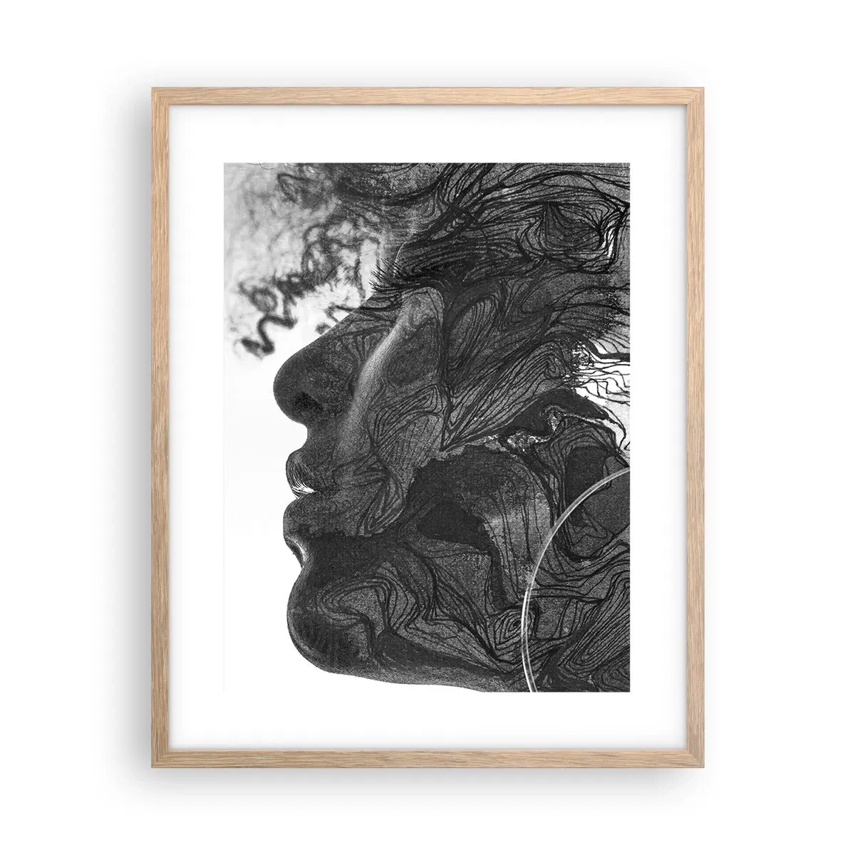 Plakat i ramme af lyst egetræ - Forviklet i drømme - 40x50 cm