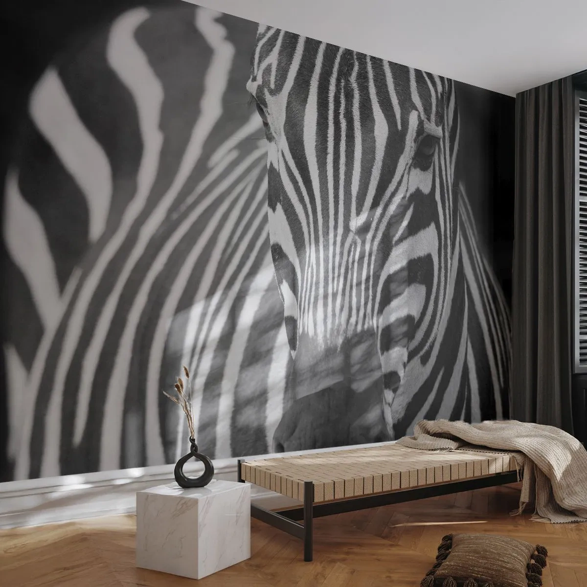 Fototapet Premium Canvas - Verden er sort og hvid - Dyr, Ribben, Sort og hvid - 250x175 cm