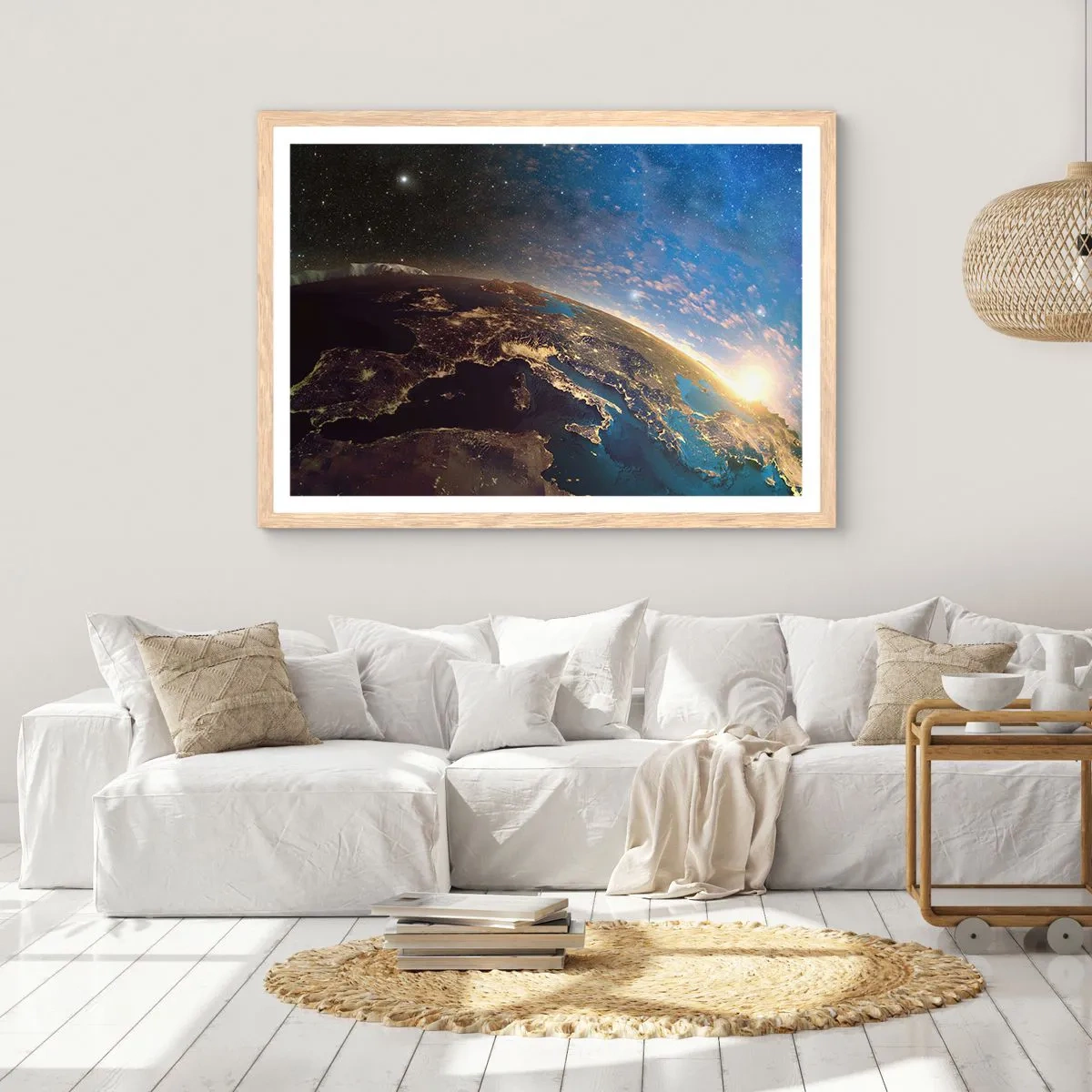 Plakat i ramme af lyst egetræ - Lad os se på hinanden på afstand - 70x50 cm