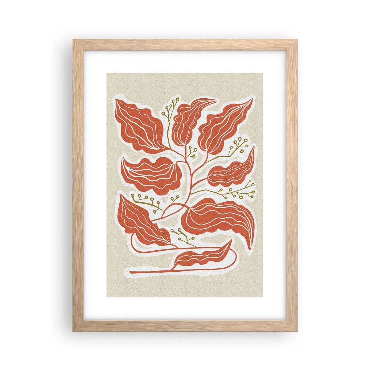 Plakat i ramme af lyst egetræ - Folk og koral - 30x40 cm