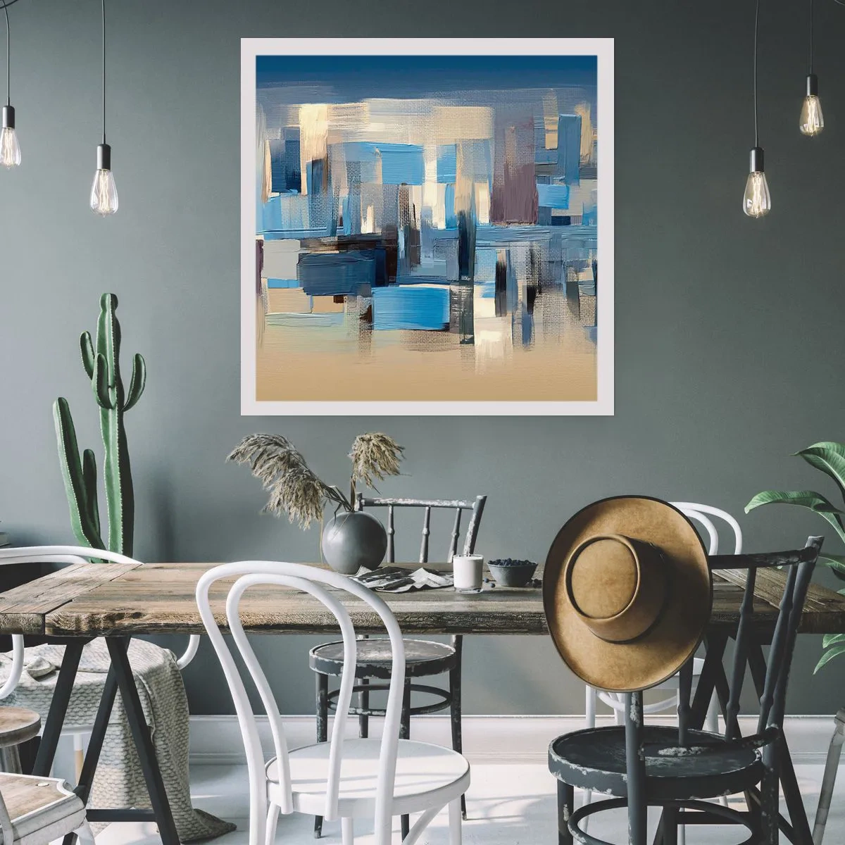 Plakat - Blå konstruktion - 50x50 cm