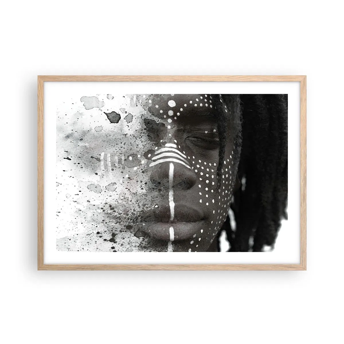 Plakat i ramme af lyst egetræ - Opdag den oprindelige ånd - 70x50 cm