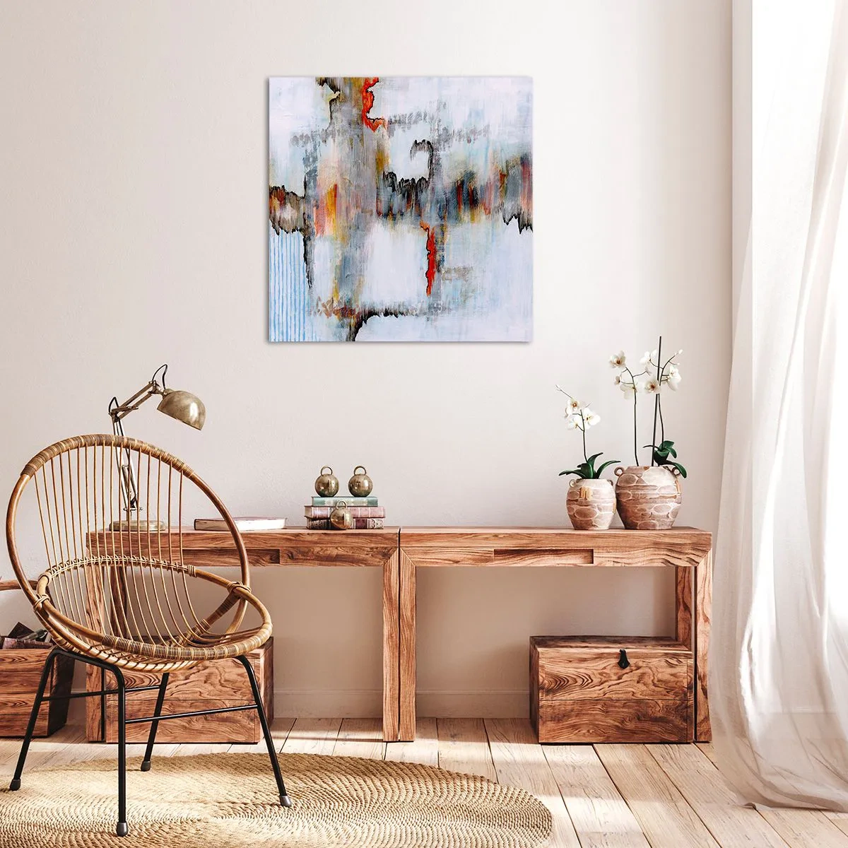 Lærredstryk - Billede på lærred - En pind på vandet - 50x50 cm