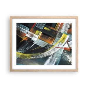 Plakat i ramme af lyst egetræ - Bevægelsesenergi - 50x40 cm