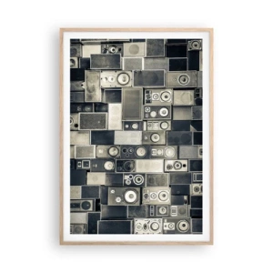 Plakat i ramme af lyst egetræ - Og alt er i orden - 70x100 cm