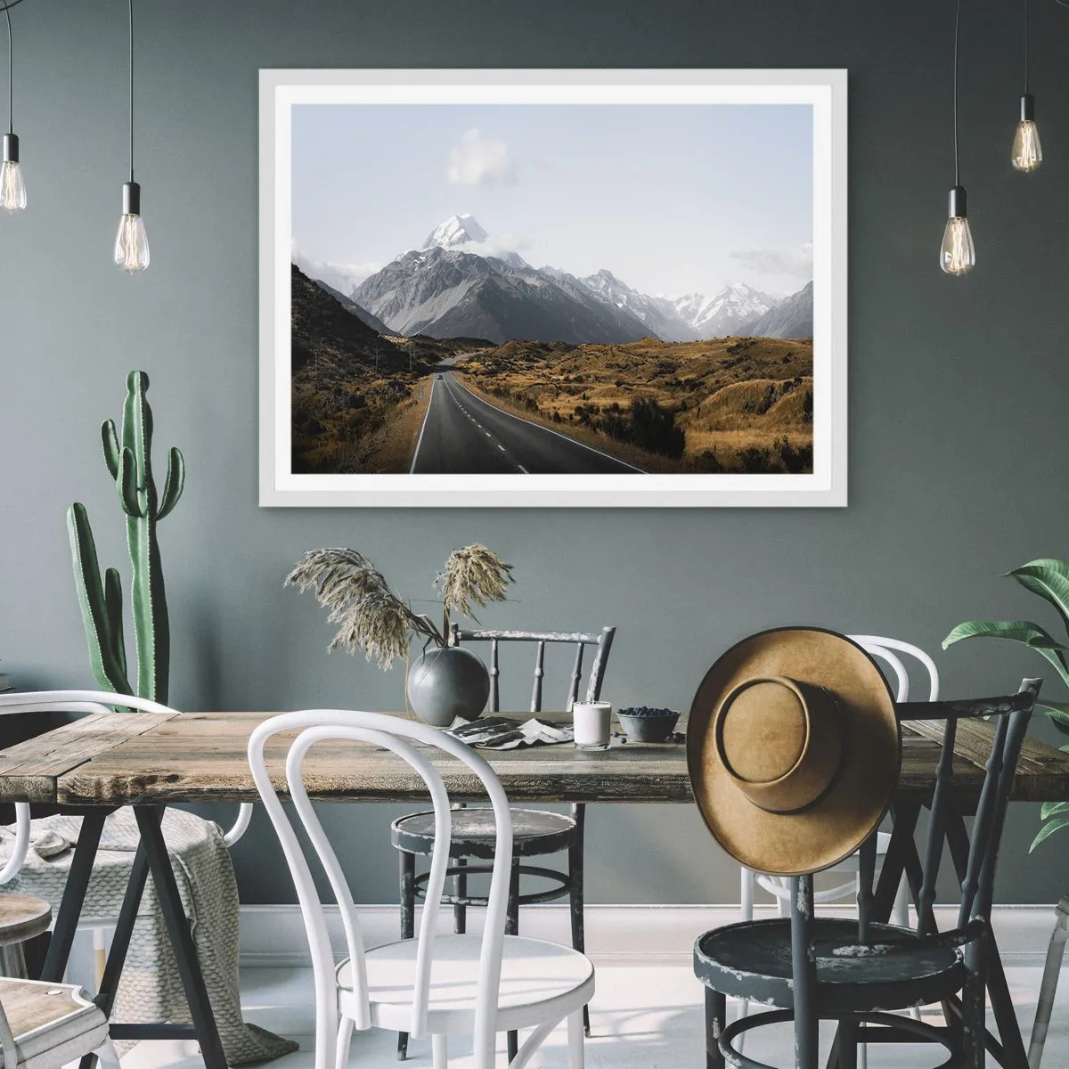 Plakat i hvid ramme - Vejen til hjerte - 100x70 cm