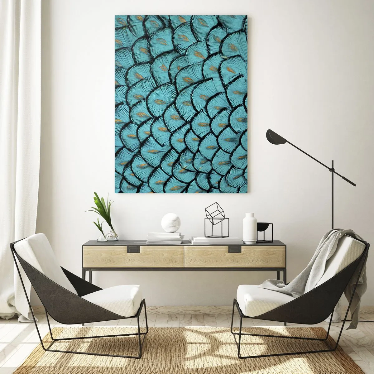 Billede på glas - Den store fjer-galla - 50x70 cm