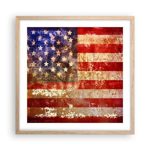 Plakat i ramme af lyst egetræ - Herlighed går ikke bort - 50x50 cm