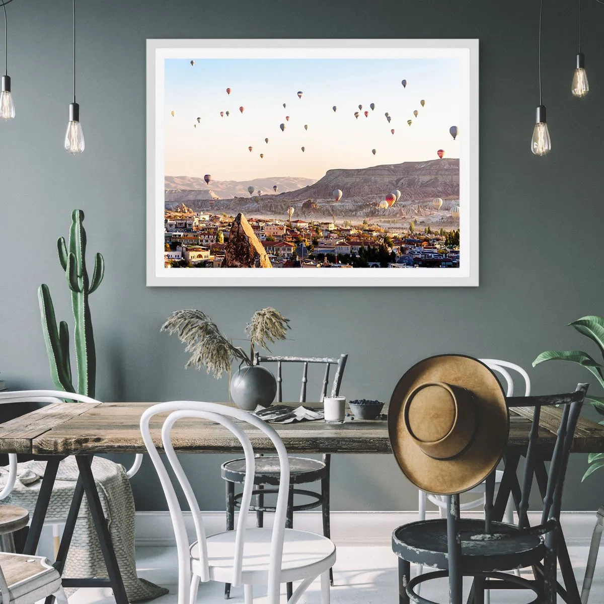 Plakat i hvid ramme - Som skibe på himlen - 100x70 cm