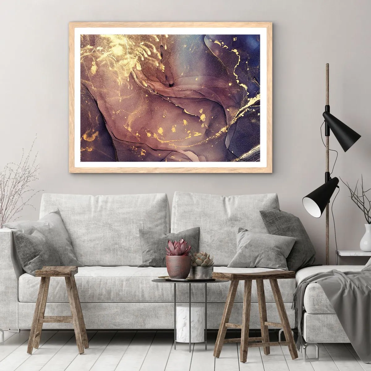 Plakat i ramme af lyst egetræ - Materie og ånd - 40x30 cm