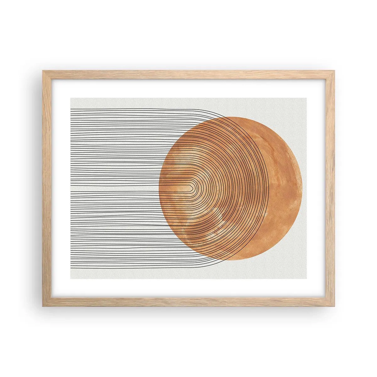 Plakat i ramme af lyst egetræ - En solrig komposition - 50x40 cm