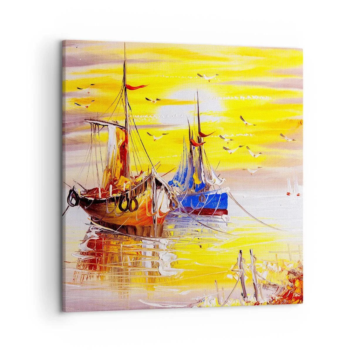 Lærredstryk - Billede på lærred - Et velfortjent hvil i havnen - 50x50 cm