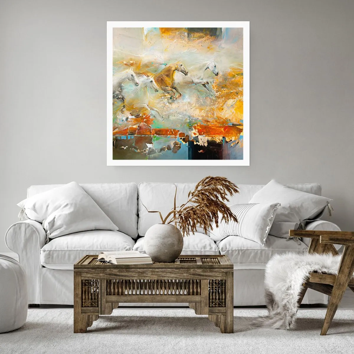 Plakat - Galopperer gennem lyset - 60x60 cm