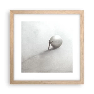 Plakat i ramme af lyst egetræ - Livets spil - 30x30 cm