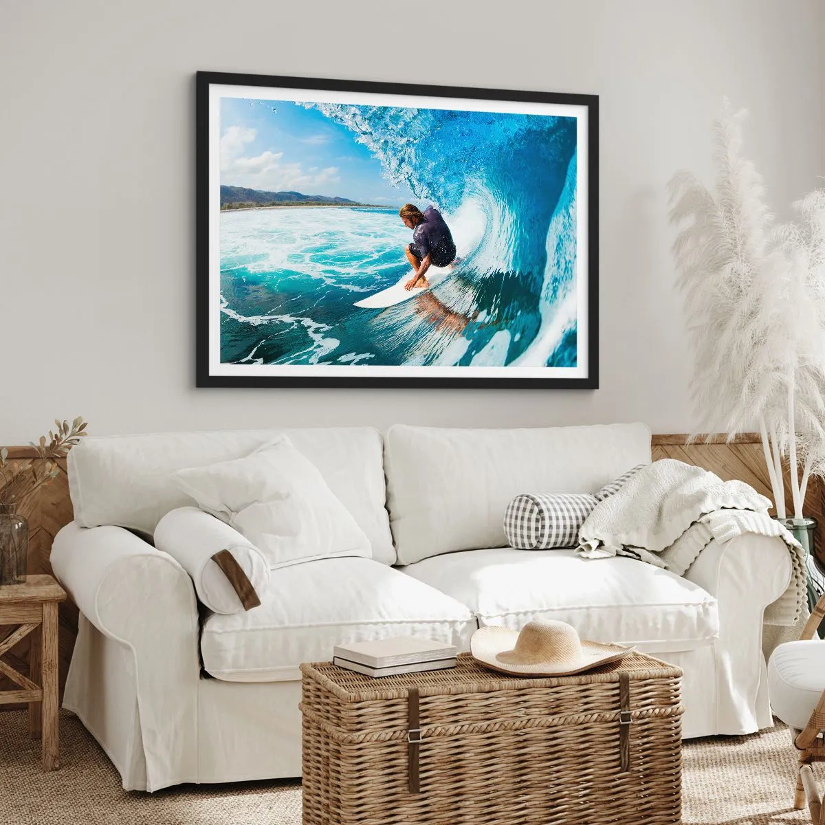 Plakat i sort ramme - Danser med bølgerne - 100x70 cm