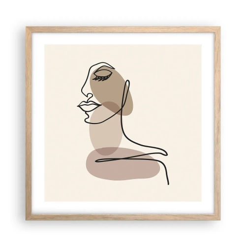 Plakat i ramme af lyst egetræ - En vis linje af skønhed - 50x50 cm
