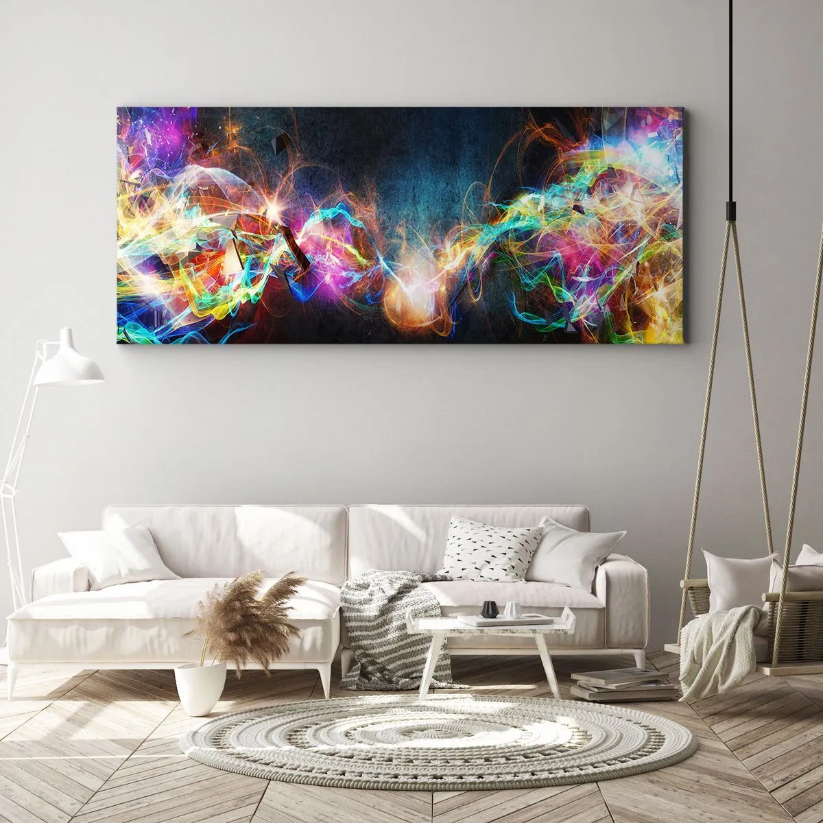Lærredstryk - Billede på lærred - Glædeligt imod mørket - 100x40 cm