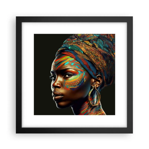 Plakat i sort ramme - Afrikansk dronning - 30x30 cm