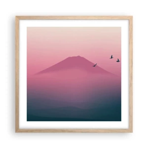 Plakat i ramme af lyst egetræ - Vandrer over skyerne - 50x50 cm