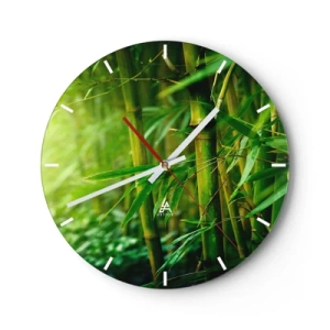 Vægur, Uret - En bambusskov i intense grønne nuancer - 30x30cm - Lær selve det grønne at kende - Moderne vægdekoration til stue, køkken og soveværelse ARTTOR