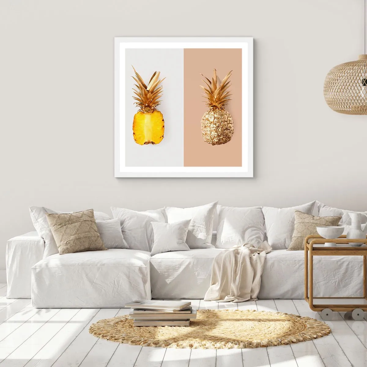 Plakat i hvid ramme - Ananas til os - 40x40 cm