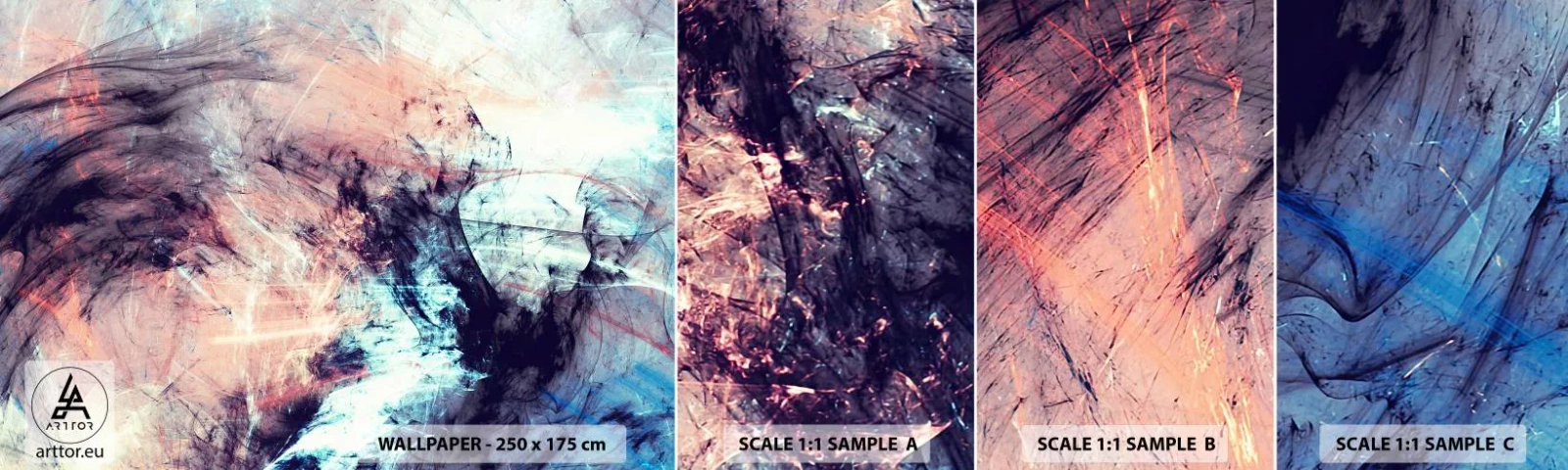 Prøve Fototapet Selvklæbende Deluxe Sticker - Mærk vinden - Abstraktion, Stykke, Moderne mønster - 100x30 cm