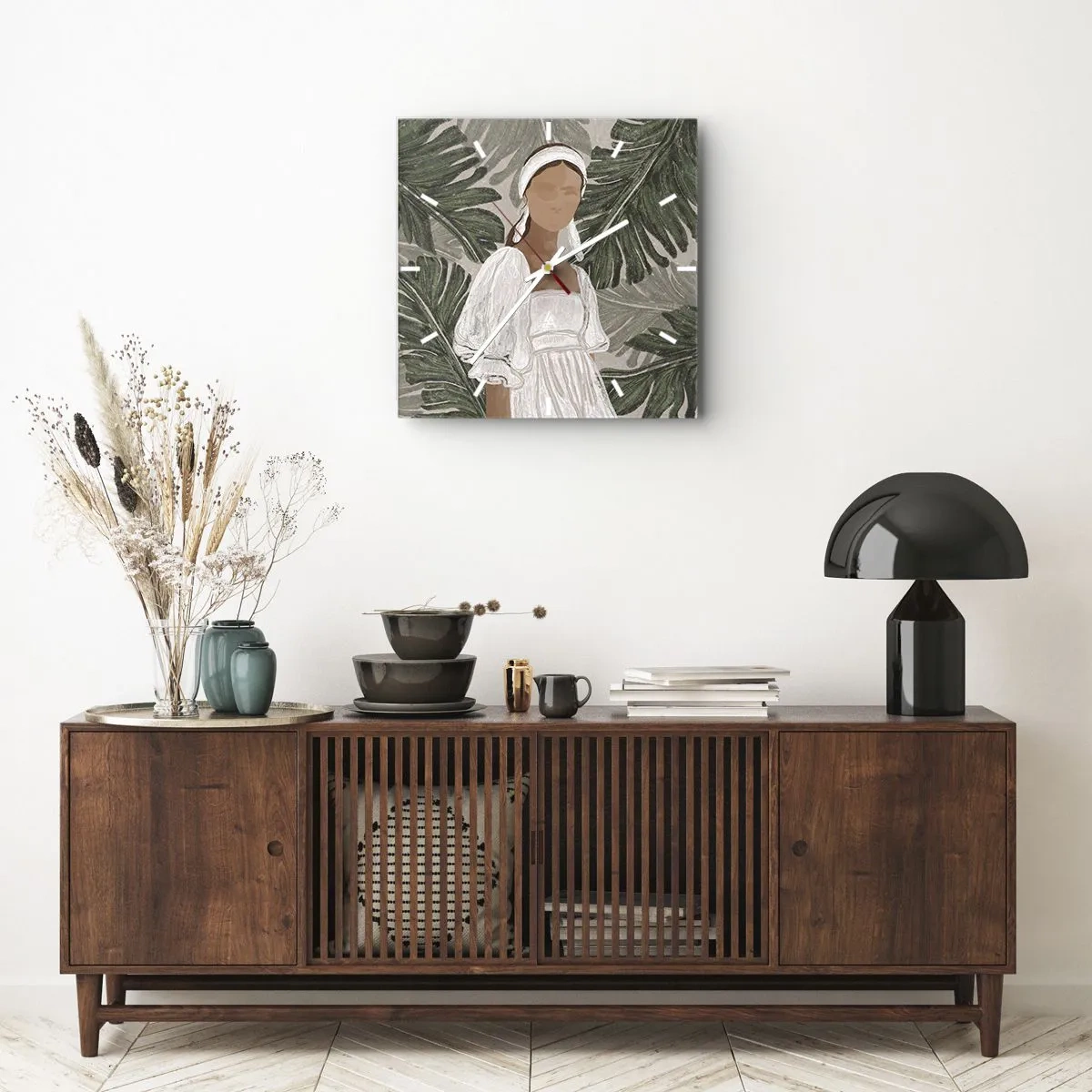 Vægur, Uret - Eksotisk portræt - 30x30 cm