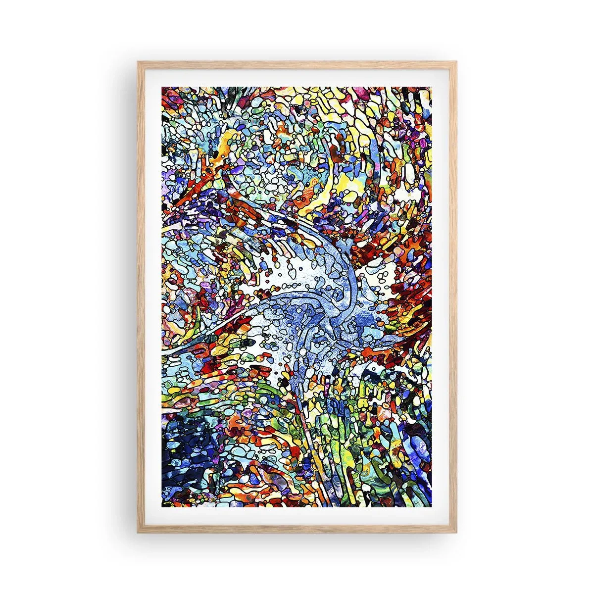 Plakat i ramme af lyst egetræ - Dråbe af farvet glas - 61x91 cm