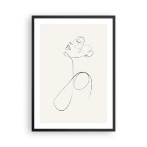 Plakat i sort ramme - En minimalistisk linje, der skaber en kvindes silhuet - 50x70cm - Sløjfet i drømme - Moderne vægdekoration til stue og soveværelse ARTTOR