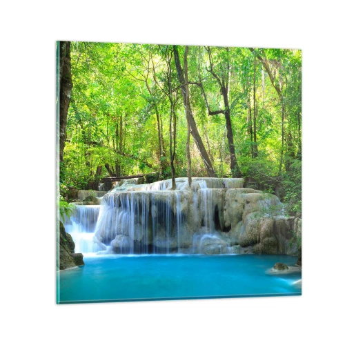 Billede på glas - Drukner i turkis og grønt - 40x40 cm