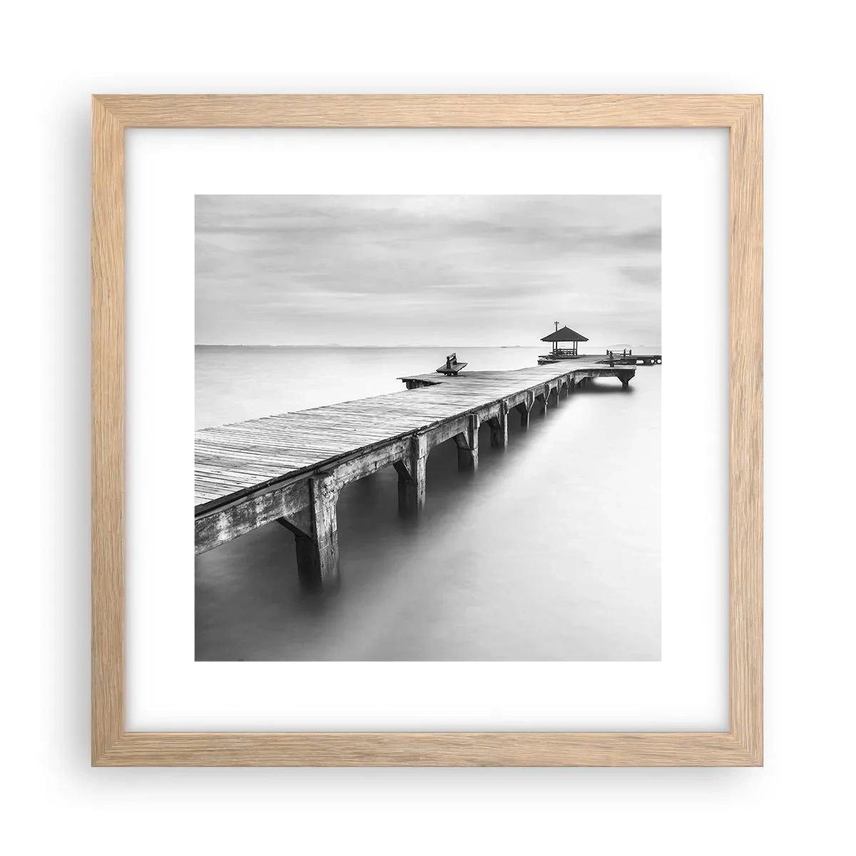 Plakat i ramme af lyst egetræ - Ind i det fjerne - 30x30 cm