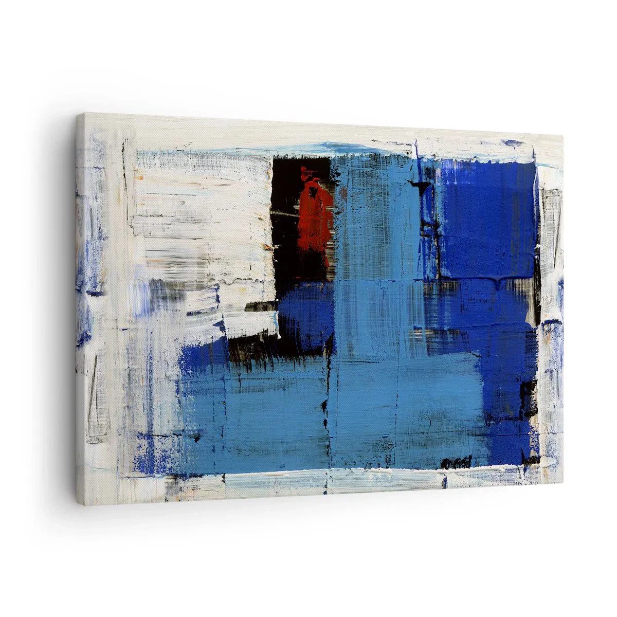Lærredstryk - Billede på lærred - Abstrakt komposition i nuancer af blå og hvid - 70x50cm - Det blås hemmelighed - Moderne vægdekoration til stue og soveværelse ARTTOR
