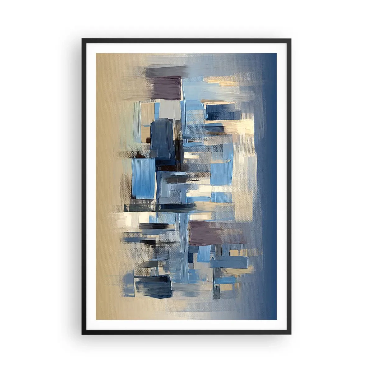 Plakat i sort ramme - Blå konstruktion - 70x100 cm