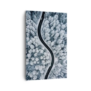 Lærredstryk - Billede på lærred - Gennem en vinterskov - 80x120 cm