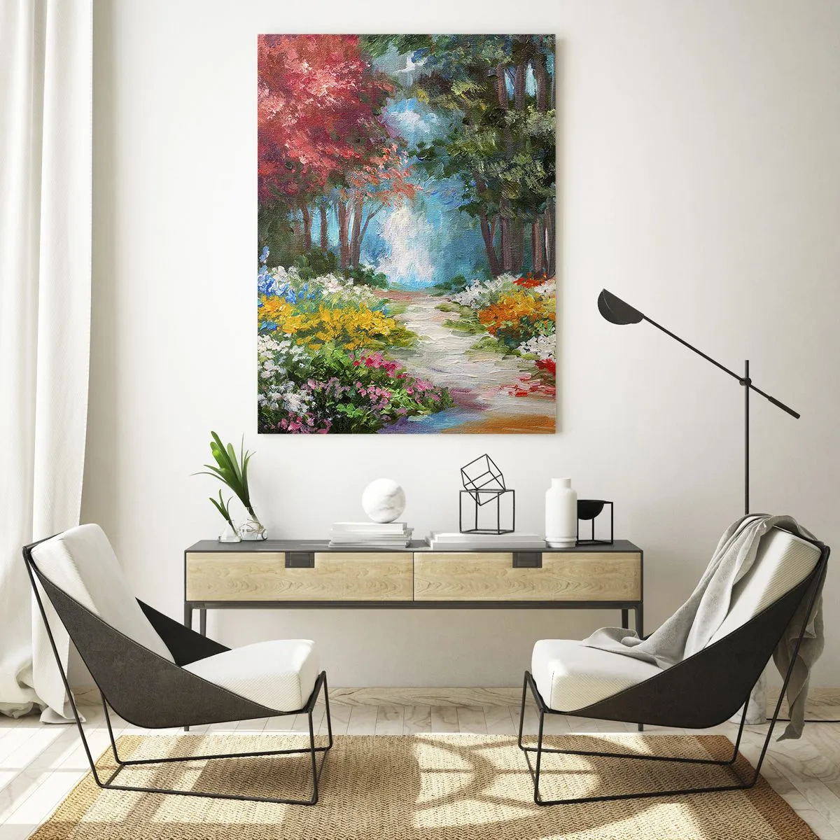 Billede på glas - Skovhave, blomsterskov - 50x70 cm
