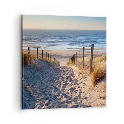 Lærredstryk - Billede på lærred - Havet brummer, fuglene synger, en vild strand midt i græsset.... - 70x70 cm