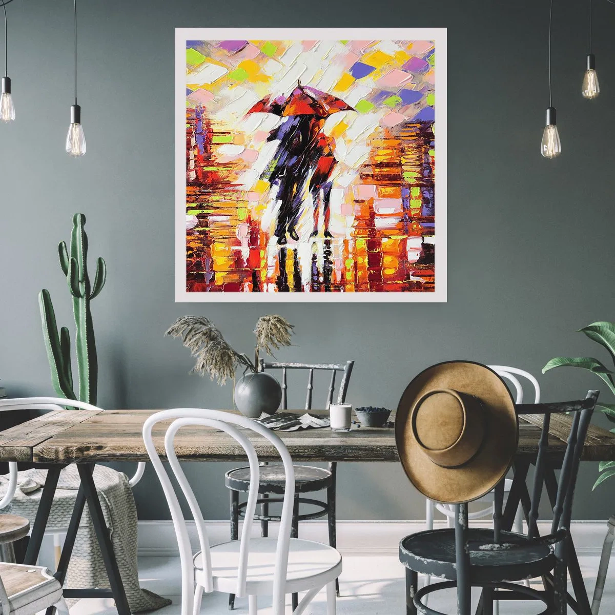 Plakat - Sammen gennem natten og regnen - 60x60 cm