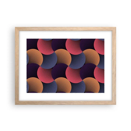 Plakat i ramme af lyst egetræ - I en cirkulær rytme - 40x30 cm