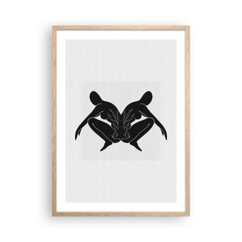 Plakat i ramme af lyst egetræ - En delt sjæl - 50x70 cm