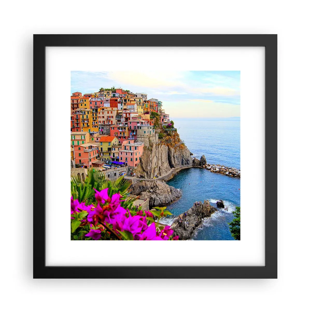 Plakat i sort ramme - En grinende by - 30x30 cm