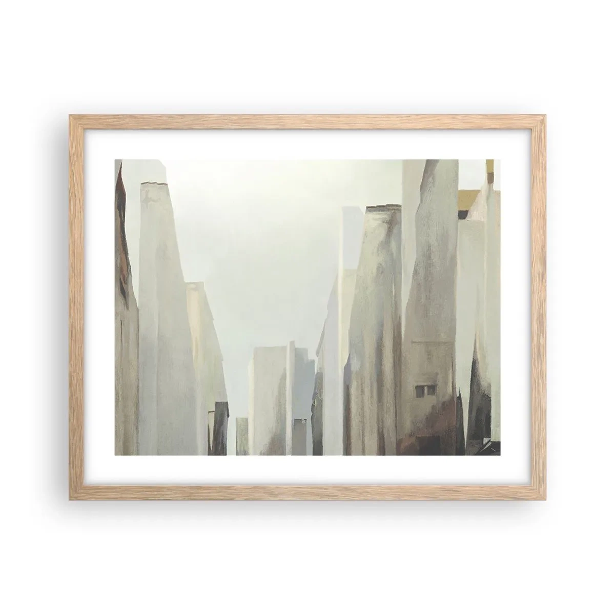 Plakat i ramme af lyst egetræ - En drøm om byen - 50x40 cm