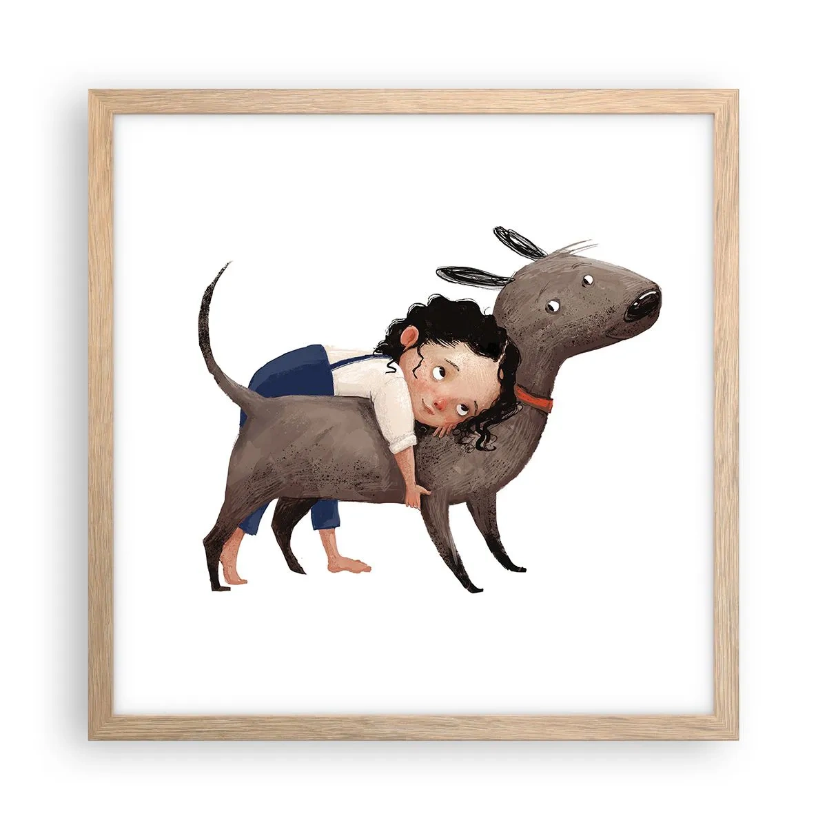 Plakat i ramme af lyst egetræ - Bedste venner - 40x40 cm