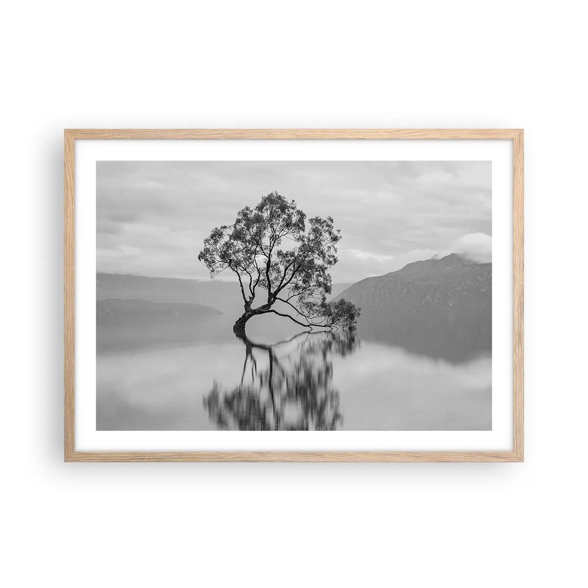 Plakat i ramme af lyst egetræ - Der findes et land - 70x50 cm