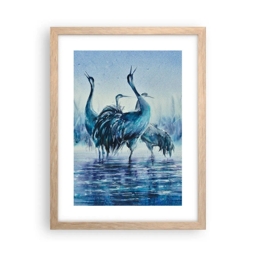 Plakat i ramme af lyst egetræ - Morgenmøde - 30x40 cm