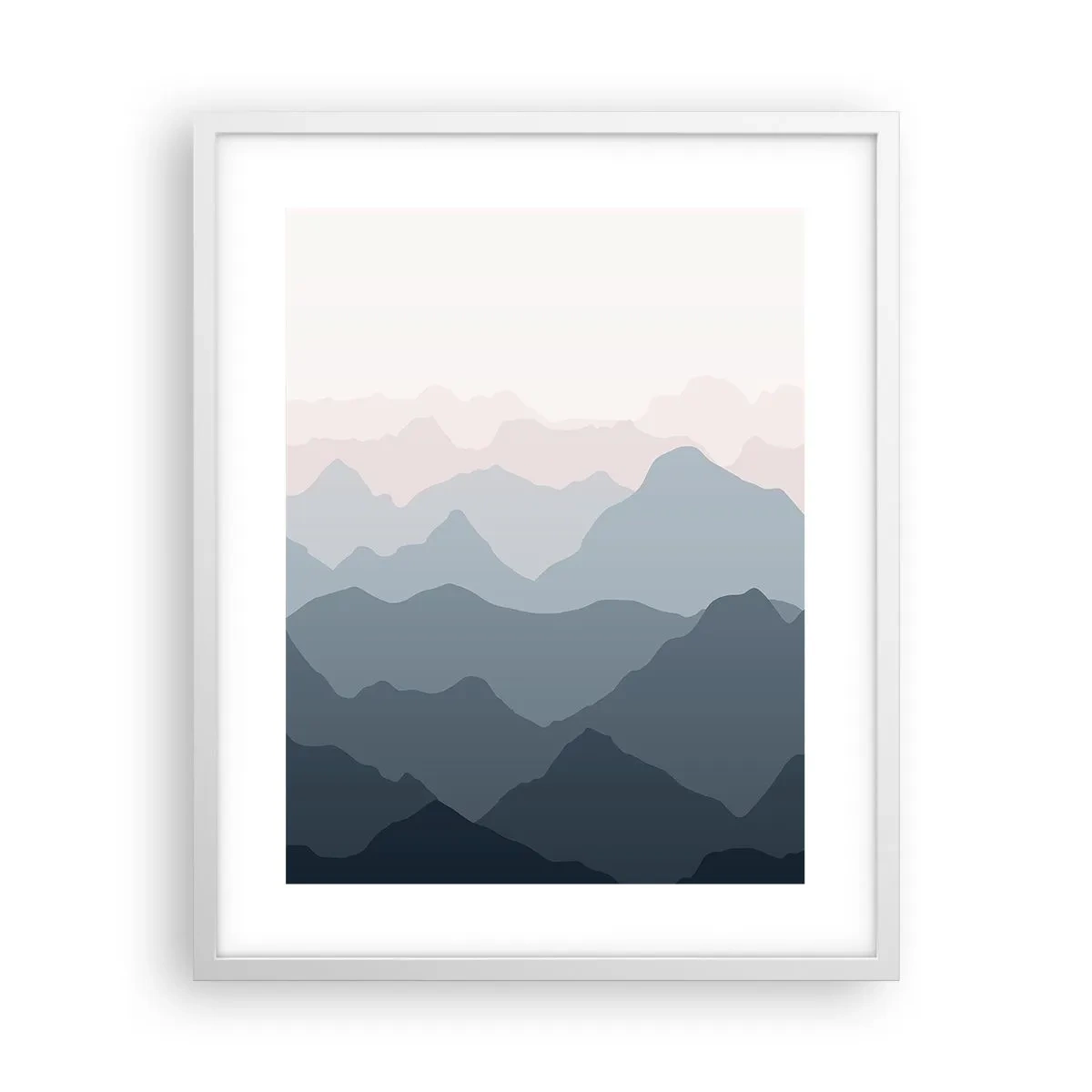 Plakat i hvid ramme - Bølger af bjerge - 40x50 cm