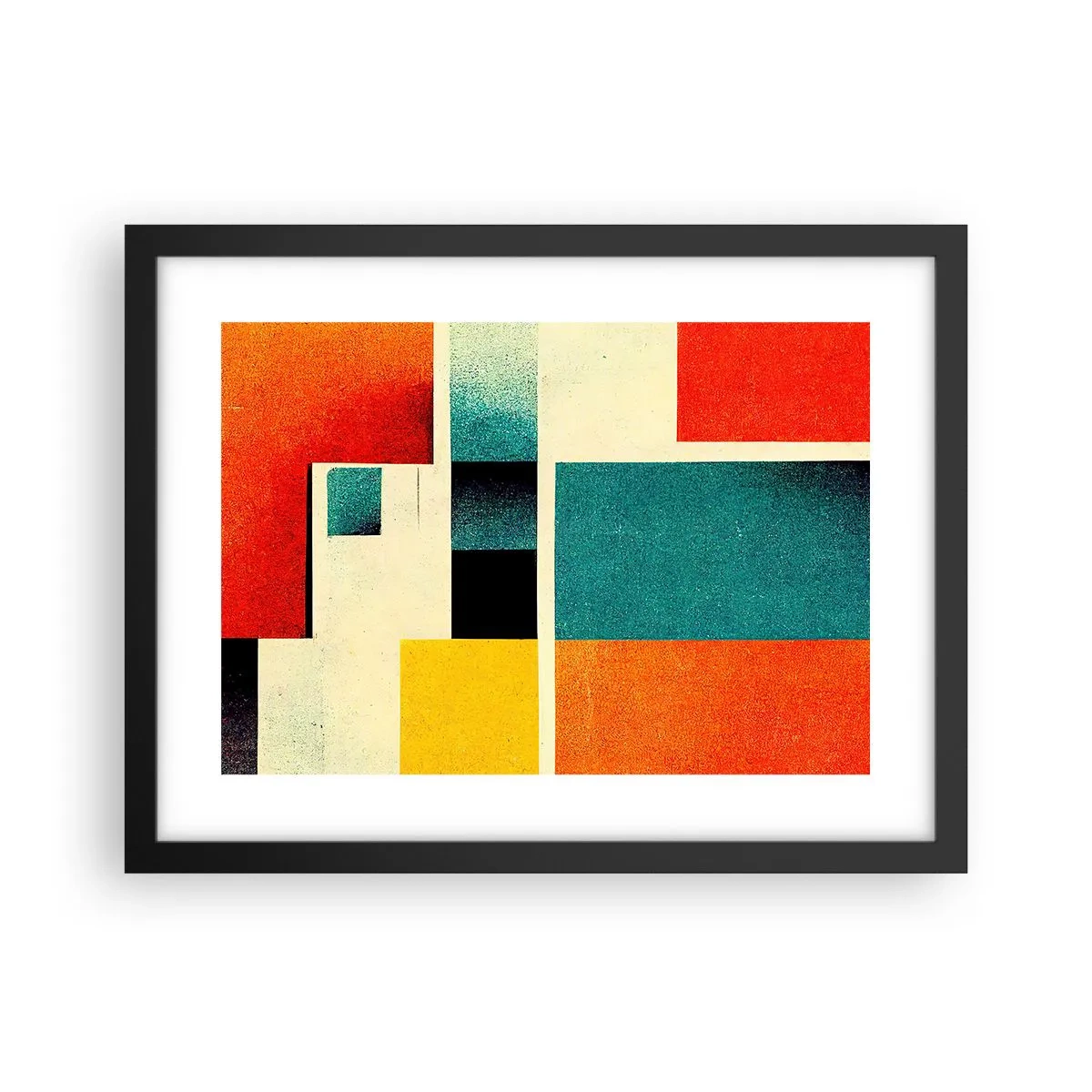 Plakat i sort ramme - Geometrisk abstraktion - god energi - 40x30 cm
