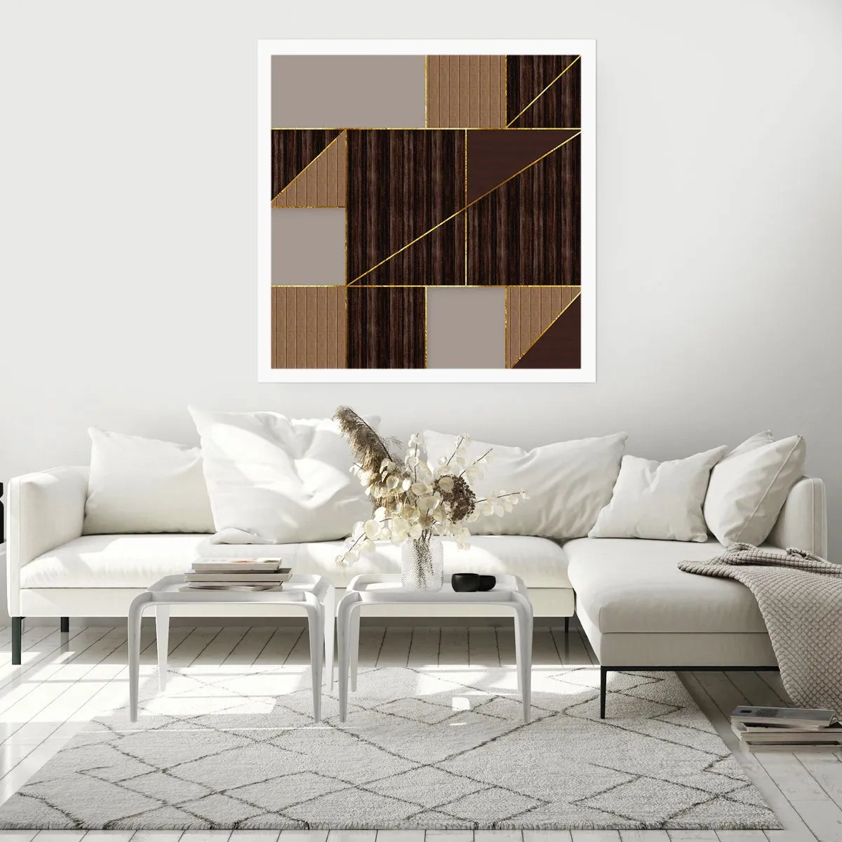 Plakat - En mosaik af brune og gyldne farver - 60x60 cm