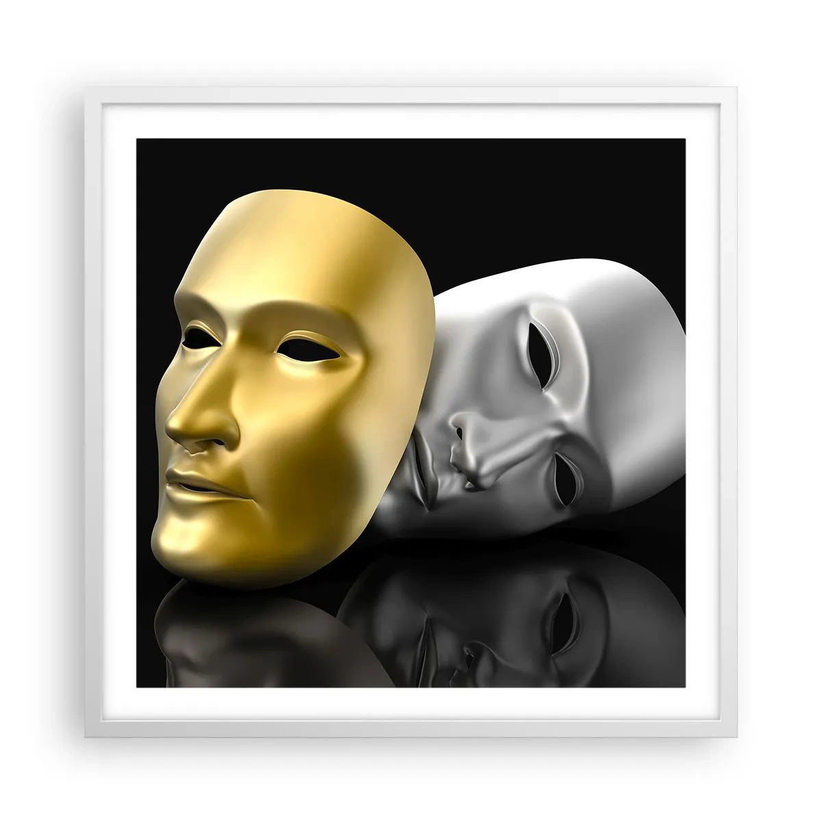 Plakat i hvid ramme - Livet er teater - 60x60 cm
